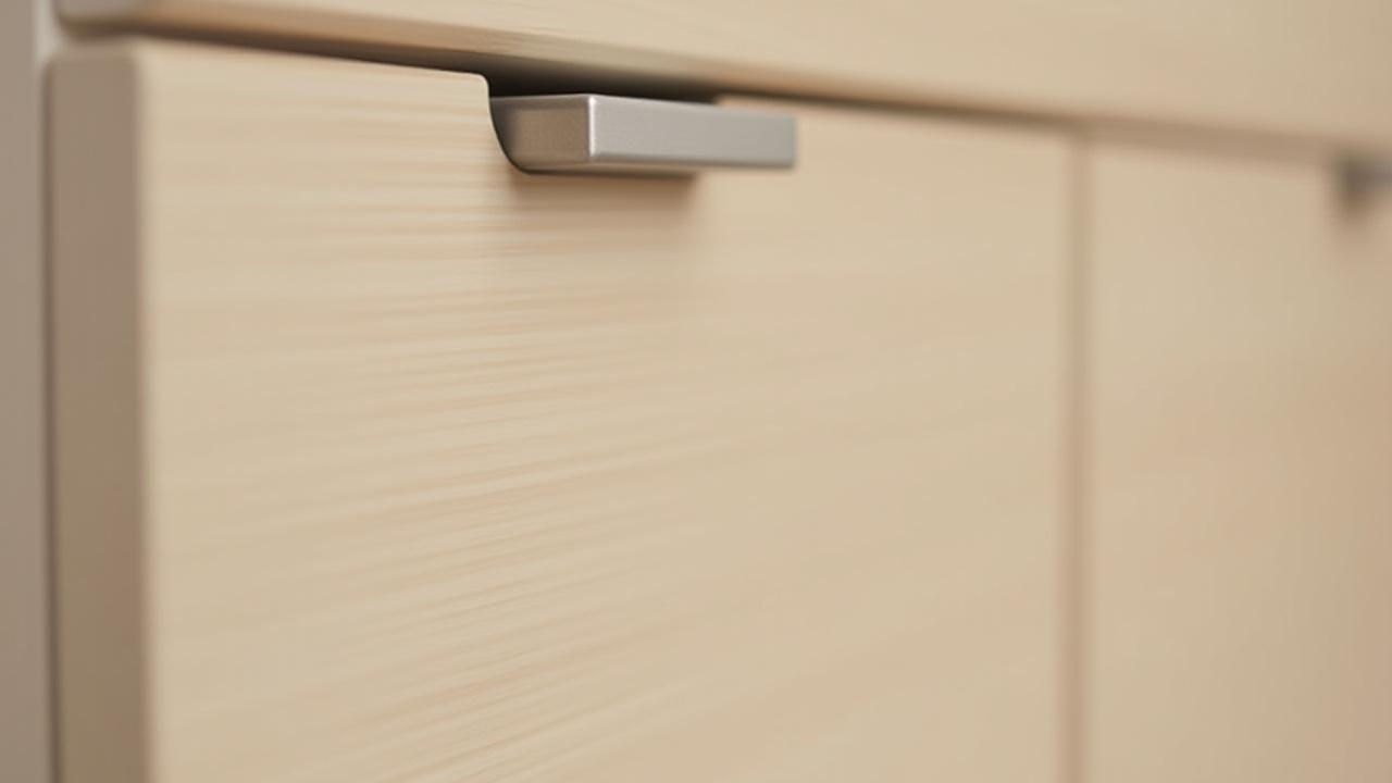 Modernt kök med ljusa träslag och integrerade vitvaror